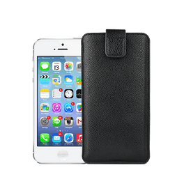 iPhone 5 / 5S / SE | iPhone 5/5s/SE - Verona Læder Sleeve M. Lukning - Black Onyx - DELUXECOVERS.DK