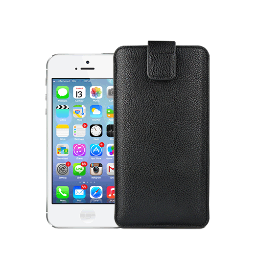 iPhone 5 / 5S / SE | iPhone 5/5s/SE - Verona Læder Sleeve M. Lukning - Black Onyx - DELUXECOVERS.DK
