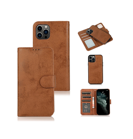 iPhone 13 Pro Max | iPhone 13 Pro Max - Vintage 2-i-1 Læder Etui M. Aftageligt Cover - Brun - DELUXECOVERS.DK