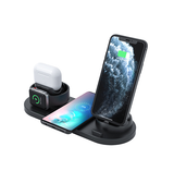 3-i-1 & Multi-Ladestationer | 6-i-1 Mobil Ladestation Trådløs til Mobil / iPhone (15W) - Sort - DELUXECOVERS.DK