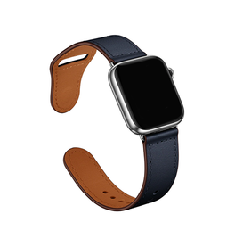 Apple Watch 38-42mm | Apple Watch (38/40/SE/41/42mm) - FINESSE Ægte Læder Rem - Navy - DELUXECOVERS.DK