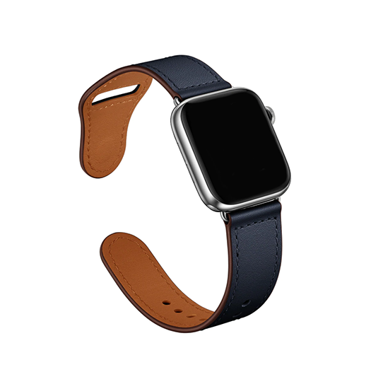 Apple Watch 38-42mm | Apple Watch (38/40/SE/41/42mm) - FINESSE Ægte Læder Rem - Navy - DELUXECOVERS.DK