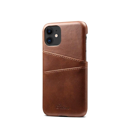 iPhone 11 | iPhone 11 - NX Design™ Læder Cover M. Kortholder - Brun - DELUXECOVERS.DK