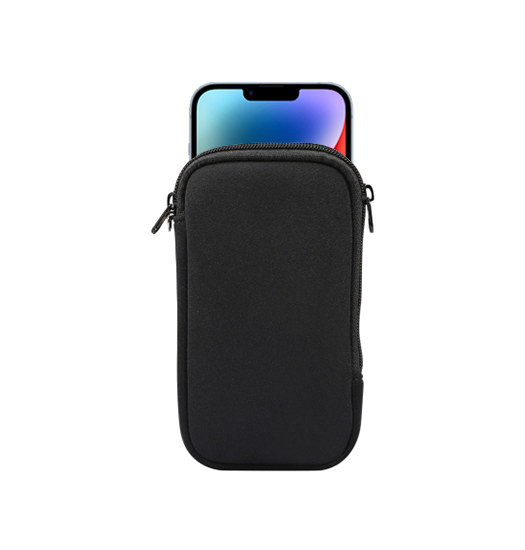 iPhone 14 Max | iPhone 14 Plus - Simple Nylon Sleeve Etui M. Lynlås - Jet Black - DELUXECOVERS.DK