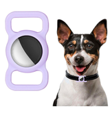 Airtag | Apple AirTag 1/2 Holder til Kæledyrshalsbånd (Hund/Kat) – Silikone - Lilla - DELUXECOVERS.DK