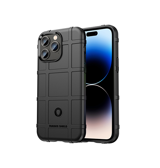 iPhone 14 Pro Max | iPhone 14 Pro Max - RUGGED SHIELD™ Stødsikkert Håndværker Cover - Sort - DELUXECOVERS.DK