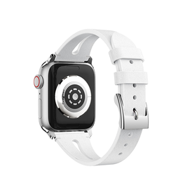 Apple Watch 38-42mm | Apple Watch (38/40/SE/41/42mm) - Deluxe™ V-Shape Læder Rem - Hvid - DELUXECOVERS.DK
