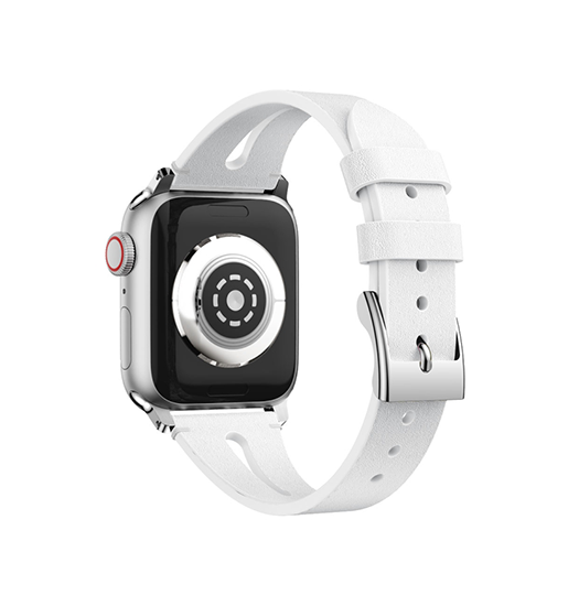 Apple Watch 38-42mm | Apple Watch (38/40/SE/41/42mm) - Deluxe™ V-Shape Læder Rem - Hvid - DELUXECOVERS.DK