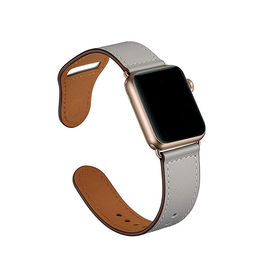 Apple Watch 42-49mm | Apple Watch (42/44/SE/45/46/49mm) - FINESSE Ægte Læder Rem - Grå - DELUXECOVERS.DK