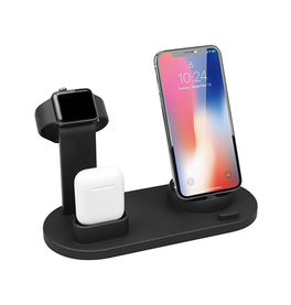 3-i-1 & Multi-Ladestationer | DeLX™ | 3-i-1 Opladerstation til Mobil / Apple Watch / AirPods - Sort - DELUXECOVERS.DK