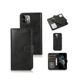 iPhone 12 Mini | iPhone 12 Mini - Vintage 2-i-1 Læder Etui M. Aftageligt Cover - Sort/Grå - DELUXECOVERS.DK