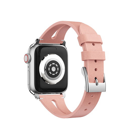 Apple Watch 38-42mm | Apple Watch (38/40/SE/41/42mm) - Deluxe™ V-Shape Læder Rem - Pink - DELUXECOVERS.DK