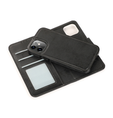 iPhone 12 Mini | iPhone 12 Mini - Vintage 2-i-1 plånboksfodral i läder med avtagbart skal - Svart/Grå - DELUXECOVERS.SE