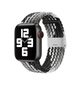 Apple Watch 38-42mm | Apple Watch (38/40/SE/41/42mm) - Deluxe™ Woven Flettet Loop Rem - Sort/Grå - DELUXECOVERS.DK