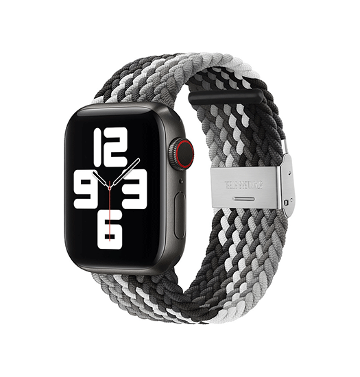 Apple Watch 38-42mm | Apple Watch (38/40/SE/41/42mm) - Deluxe™ Woven Flettet Loop Rem - Sort/Grå - DELUXECOVERS.DK