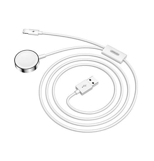 Kabel Watch oplader | JOYROOM™ | 2-i-1 Apple Watch Oplader M. Lightning - Hvid - 1.5M - DELUXECOVERS.DK