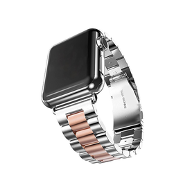 Apple Watch 38-42mm | Apple Watch (38/40/SE/41/42mm) - CNC Pro Rustfrit Stål Rem - Sølv/Rose - DELUXECOVERS.DK