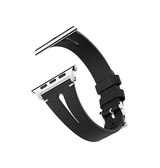Apple Watch 38-42mm | Apple Watch (38/40/SE/41/42mm) - Deluxe™ V-Shape Læder Rem - Sort - DELUXECOVERS.DK