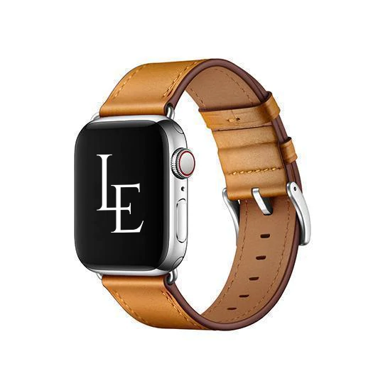 Apple Watch 42-49mm | Apple Watch (42/44/SE/45/46/49mm) - L'Empiri™ Verona Ægte Læder Rem - Hellbraun - DELUXECOVERS.DK