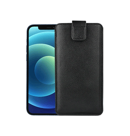 iPhone 12 | iPhone 12 - Verona Læder Sleeve M. Lukning - Black Onyx - DELUXECOVERS.DK