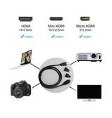 Kabel Special | HDMI 3-i-1 Kabel M. Mini HDMI / Micro HDMI Adaptere - Sort - DELUXECOVERS.DK