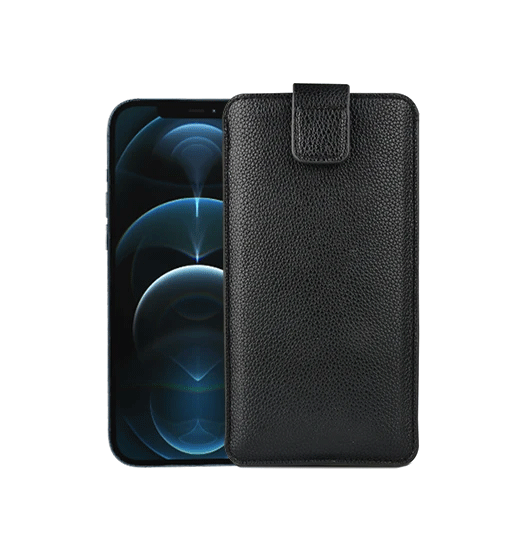 iPhone 12 Pro | iPhone 12 Pro - Verona Læder Sleeve M. Lukning - Black Onyx - DELUXECOVERS.DK