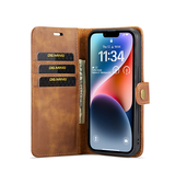 iPhone 14 | iPhone 14 - Vintage 2-i-1 læder etui (aftageligt cover) – Brun – DG.MING™ - DELUXECOVERS.DK