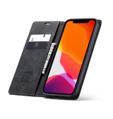 iPhone 12 Mini | iPhone 12 Mini - CaseMe™ Noble plånboksfodral i läder - Svart - DELUXECOVERS.SE